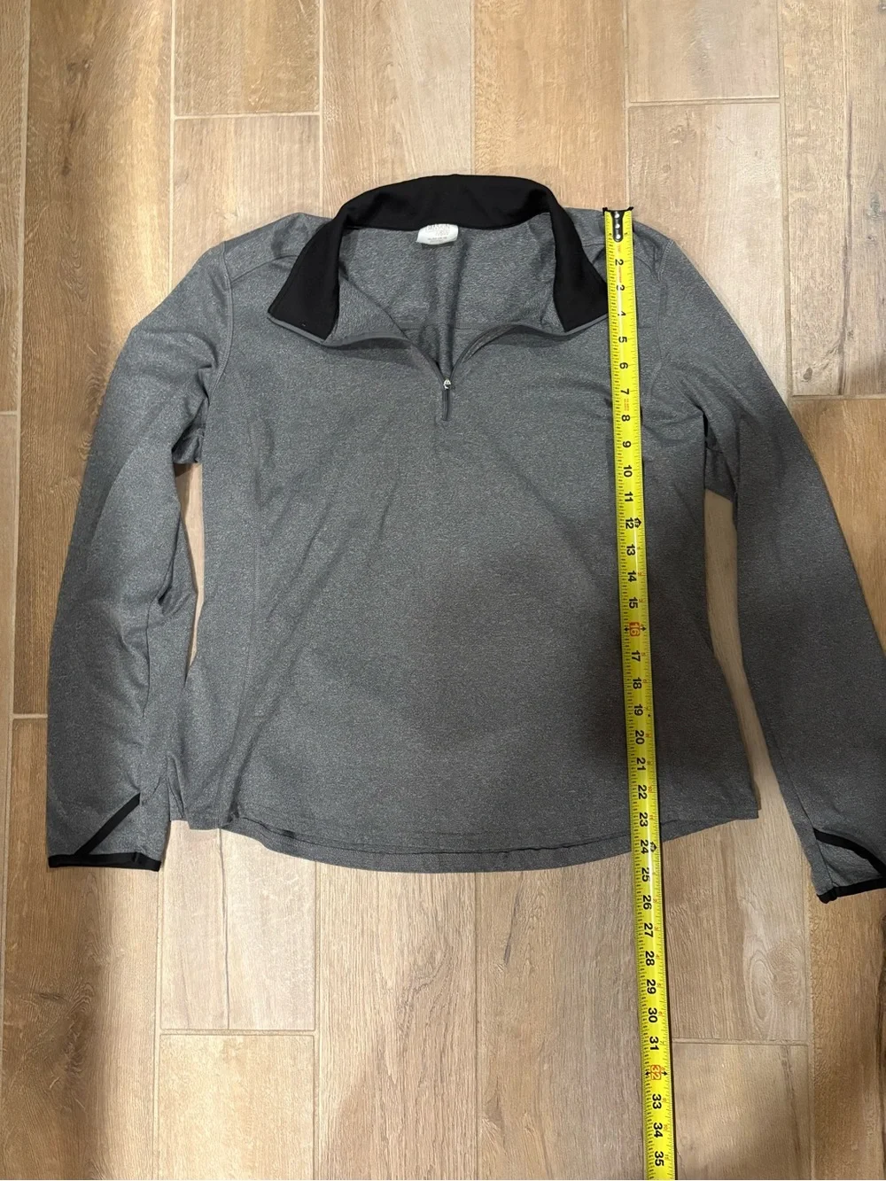 Danskin Now Black and Heather Gray Athletic Quarter-Zip Top - Picture 3 of 6